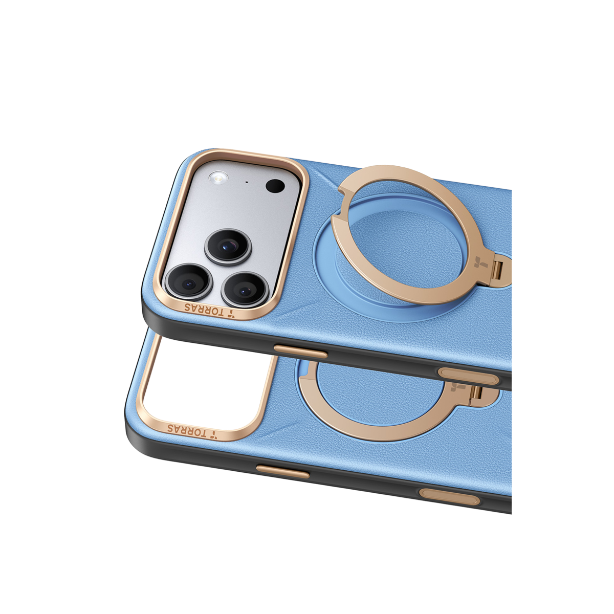 Torras Apple iPhone 18 Pro Max O Stand Spin VegSkin Serisi Magsafe Kılıf – Açık Mavi görseli 2