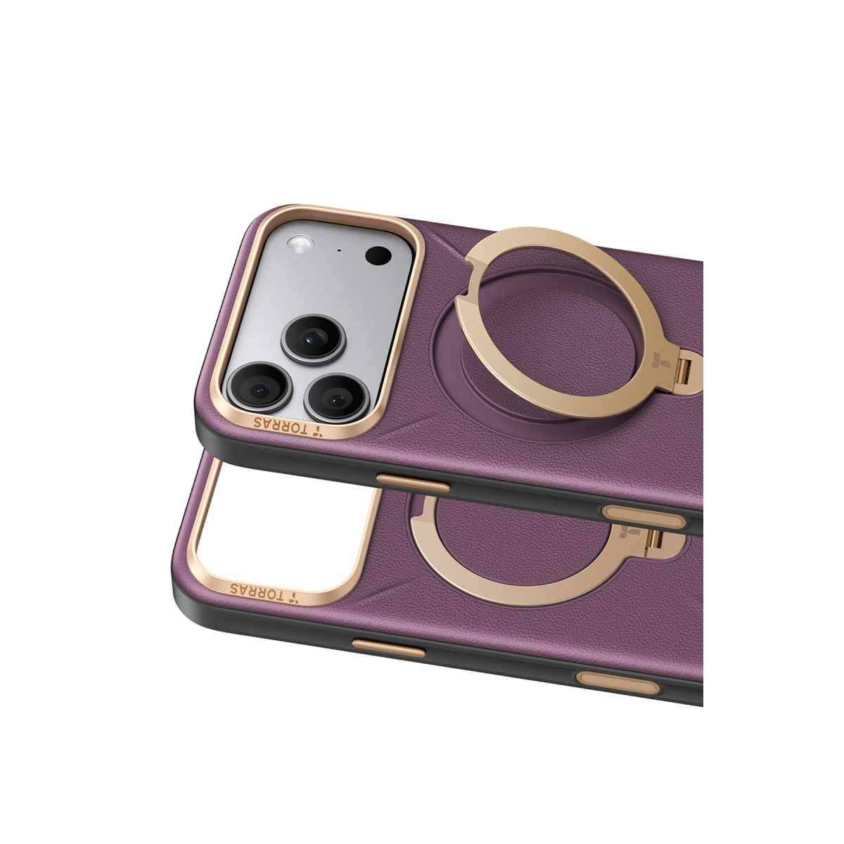 Torras Apple iPhone 18 Pro Max O Stand Spin VegSkin Serisi Magsafe Kılıf – Bordo görseli 2