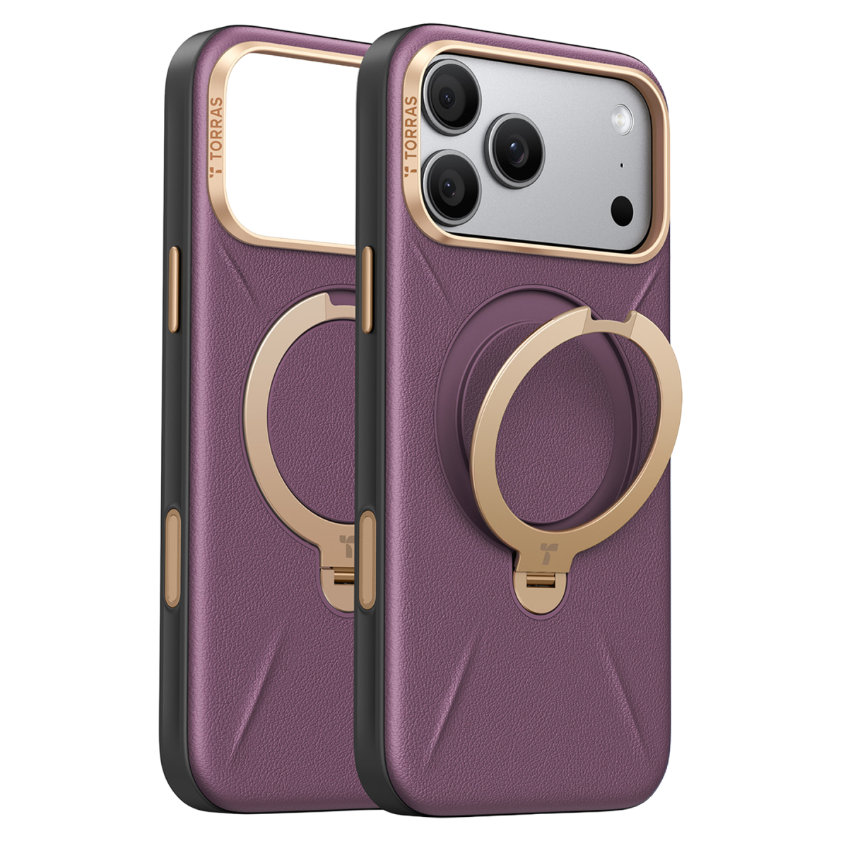 Torras Apple iPhone 18 Pro Max O Stand Spin VegSkin Serisi Magsafe Kılıf – Bordo görseli 1