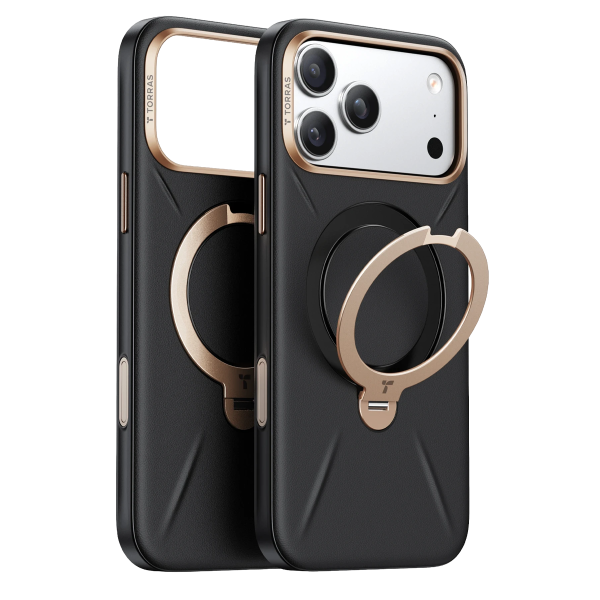 Torras Apple iPhone 18 Pro Max O Stand Spin VegSkin Serisi Magsafe Kılıf - Siyah