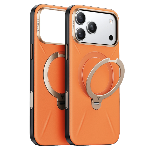 Torras Apple iPhone 18 Pro Max O Stand Spin VegSkin Serisi Magsafe Kılıf - Turuncu