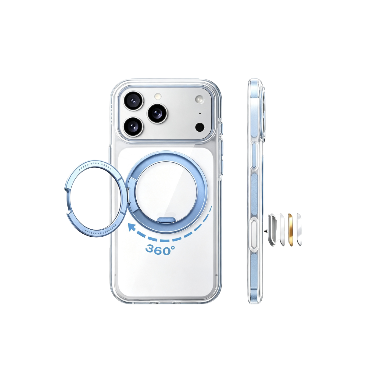 Torras Apple iPhone 18 Pro Max Ostand O3 Light Standlı Magsafe Kapak – Mavi görseli 1