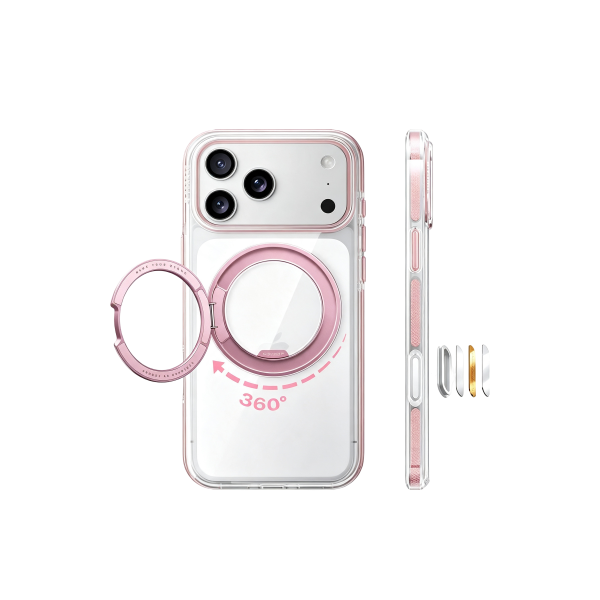 Torras Apple iPhone 18 Pro Max Ostand O3 Light Standlı Magsafe Kapak - Pembe