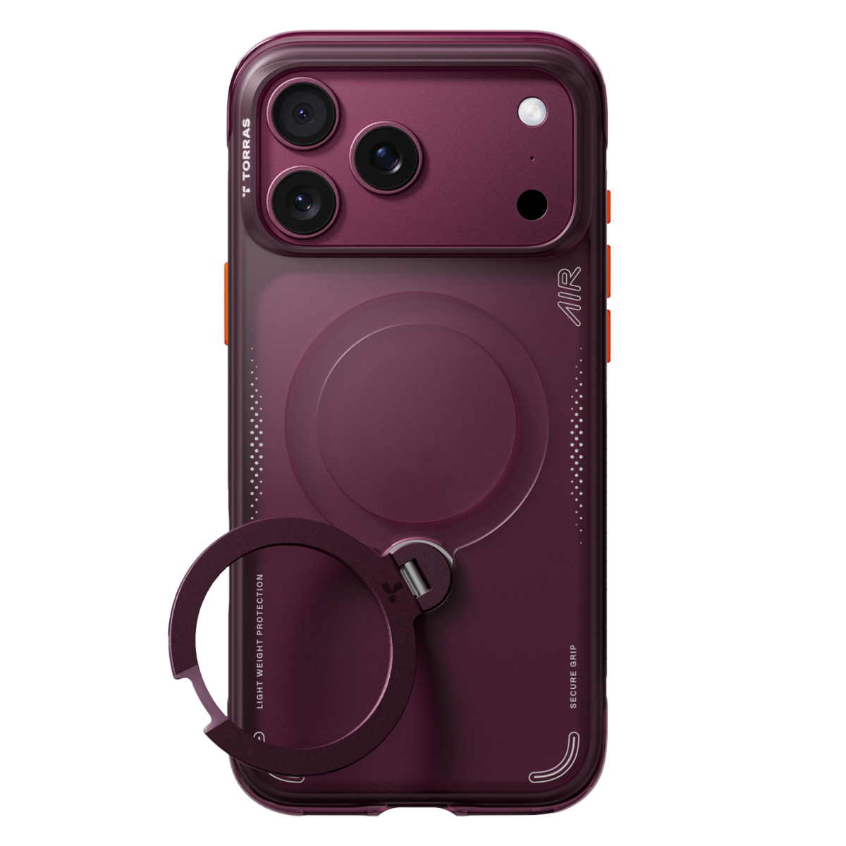 Torras Apple iPhone 18 Pro Max Ostand Q3 Air Standlı Magsafe Kapak – Bordo görseli 1