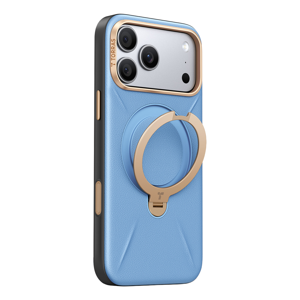 Torras Apple iPhone 18 Pro O Stand Spin VegSkin Serisi Magsafe Kılıf – Açık Mavi görseli 3