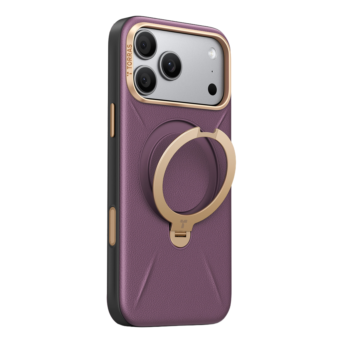 Torras Apple iPhone 18 Pro O Stand Spin VegSkin Serisi Magsafe Kılıf – Bordo görseli 3
