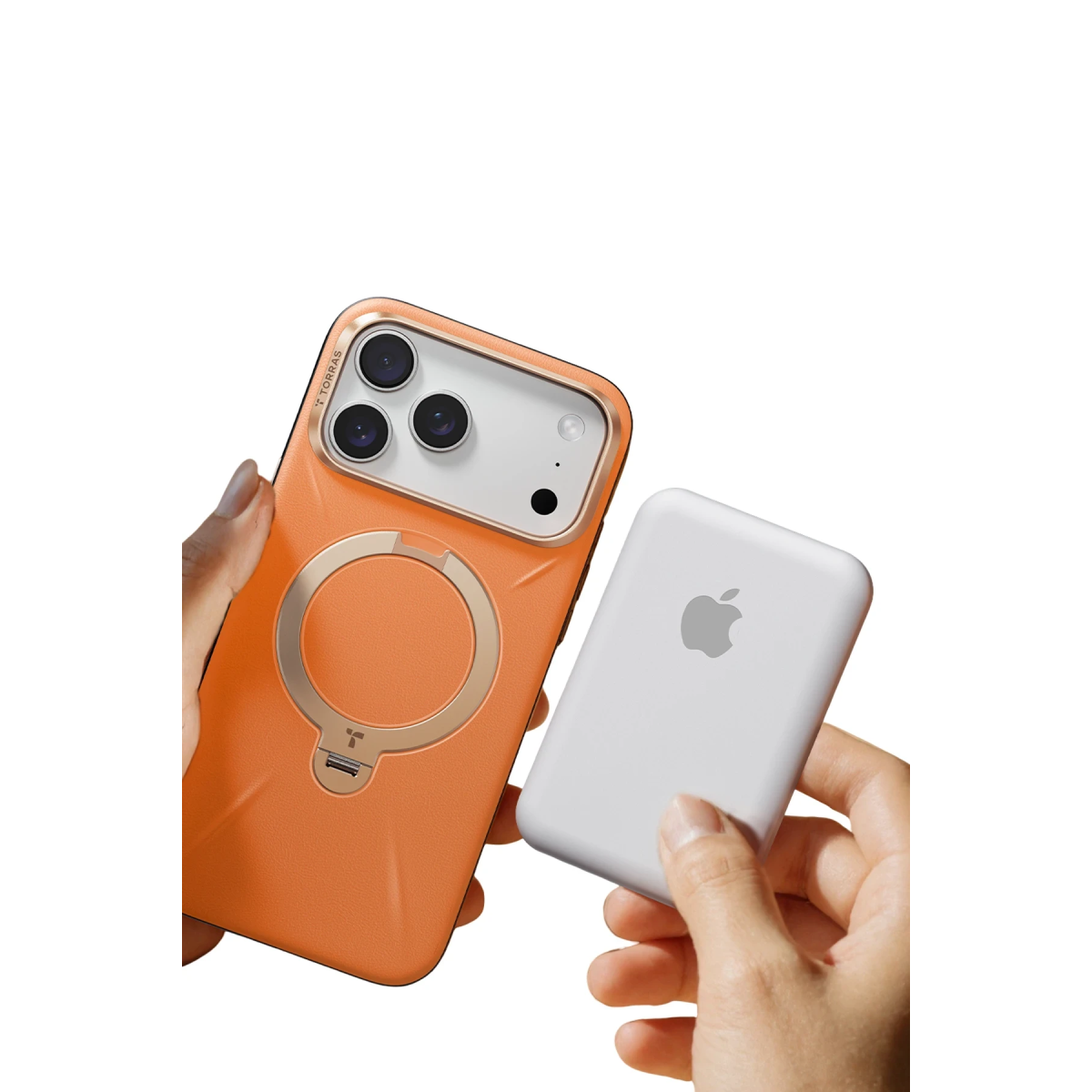 Torras Apple iPhone 18 Pro O Stand Spin VegSkin Serisi Magsafe Kılıf – Turuncu görseli 3