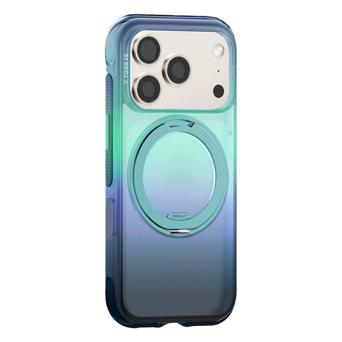 Torras Apple iPhone 18 Pro O3 Air Gradient Standlı Magsafe Kapak – Mavi-Yeşil görseli 2