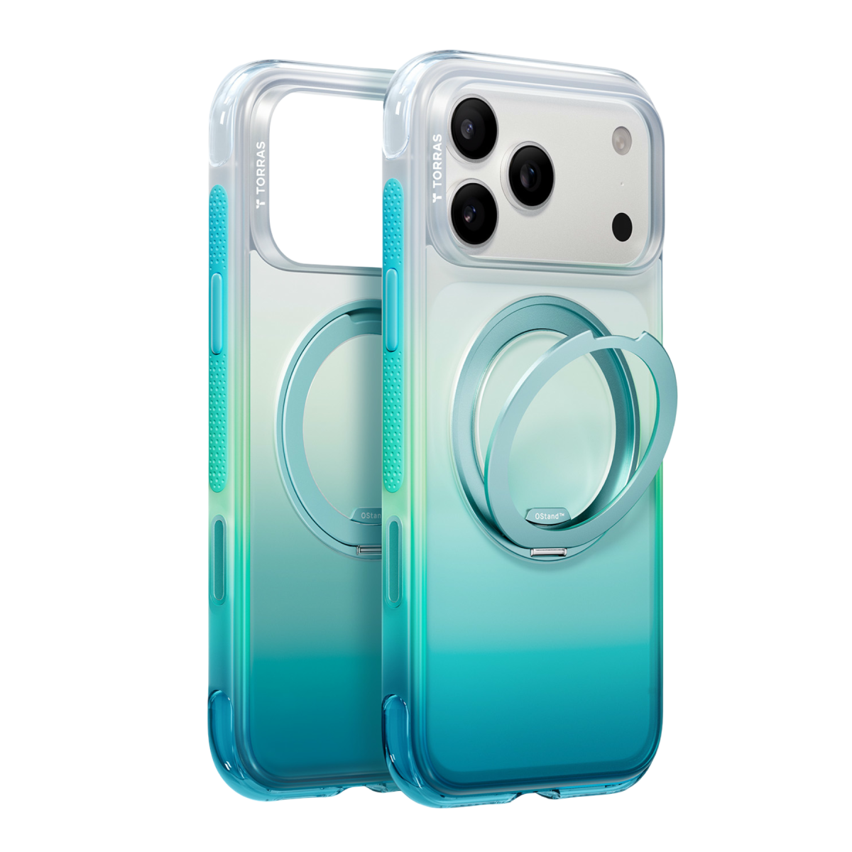 Torras Apple iPhone 18 Pro O3 Air Gradient Standlı Magsafe Kapak – Mavi-Yeşil görseli 1