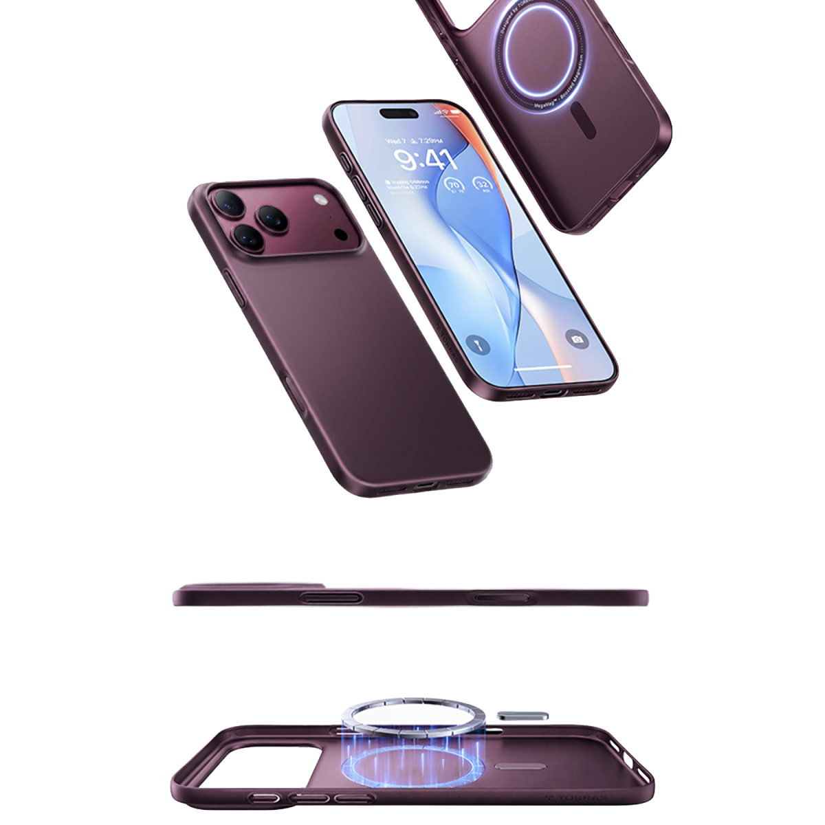 Torras Apple iPhone 18 Pro OriginFit Magsafe Kılıf – Bordo görseli 6