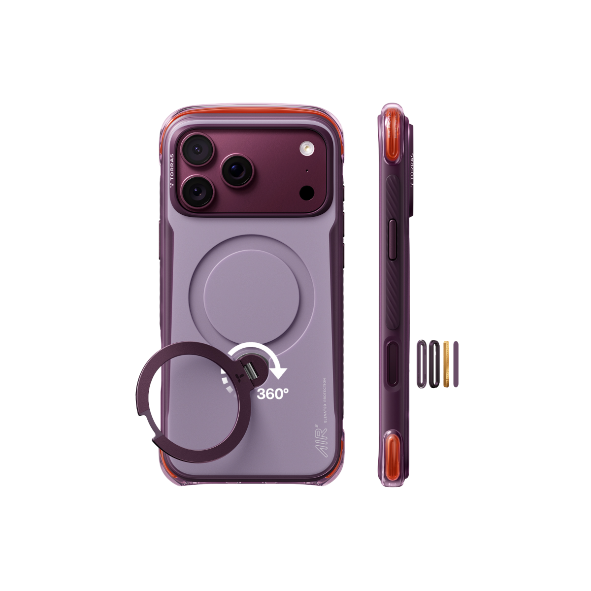 Torras Apple iPhone 18 Pro Ostand Q3 Air Pro Standlı Magsafe Kapak – Bordo görseli 3