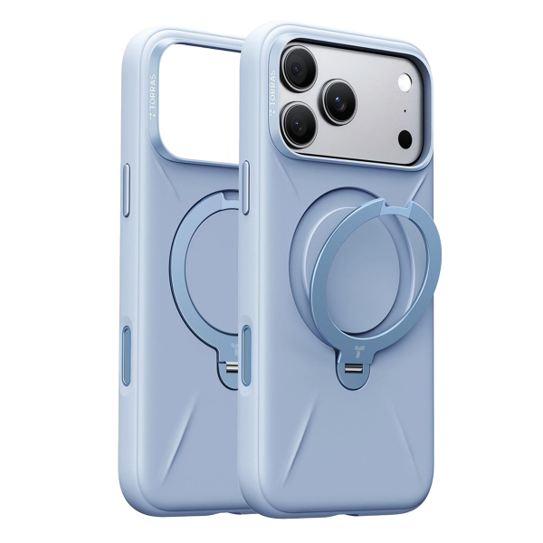 Torras Apple iPhone 18 Pro Ostand Q3 Silicone Standlı Magsafe Kapak - Açık Mavi