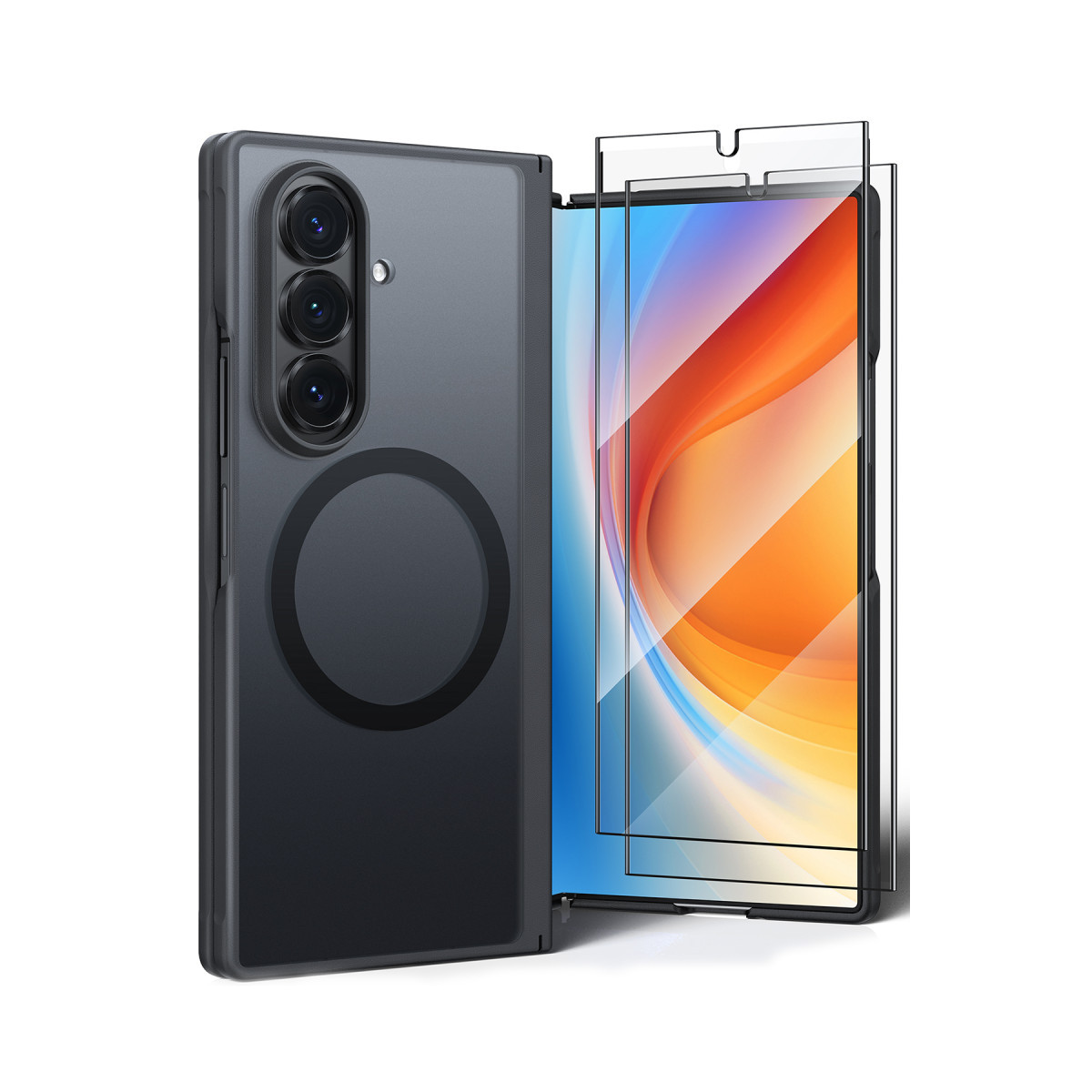 Torras Samsung Galaxy Z Fold 7 2 Adet Ekran Koruyuculu Guardian Magsafe Kılıf – Siyah görseli 2