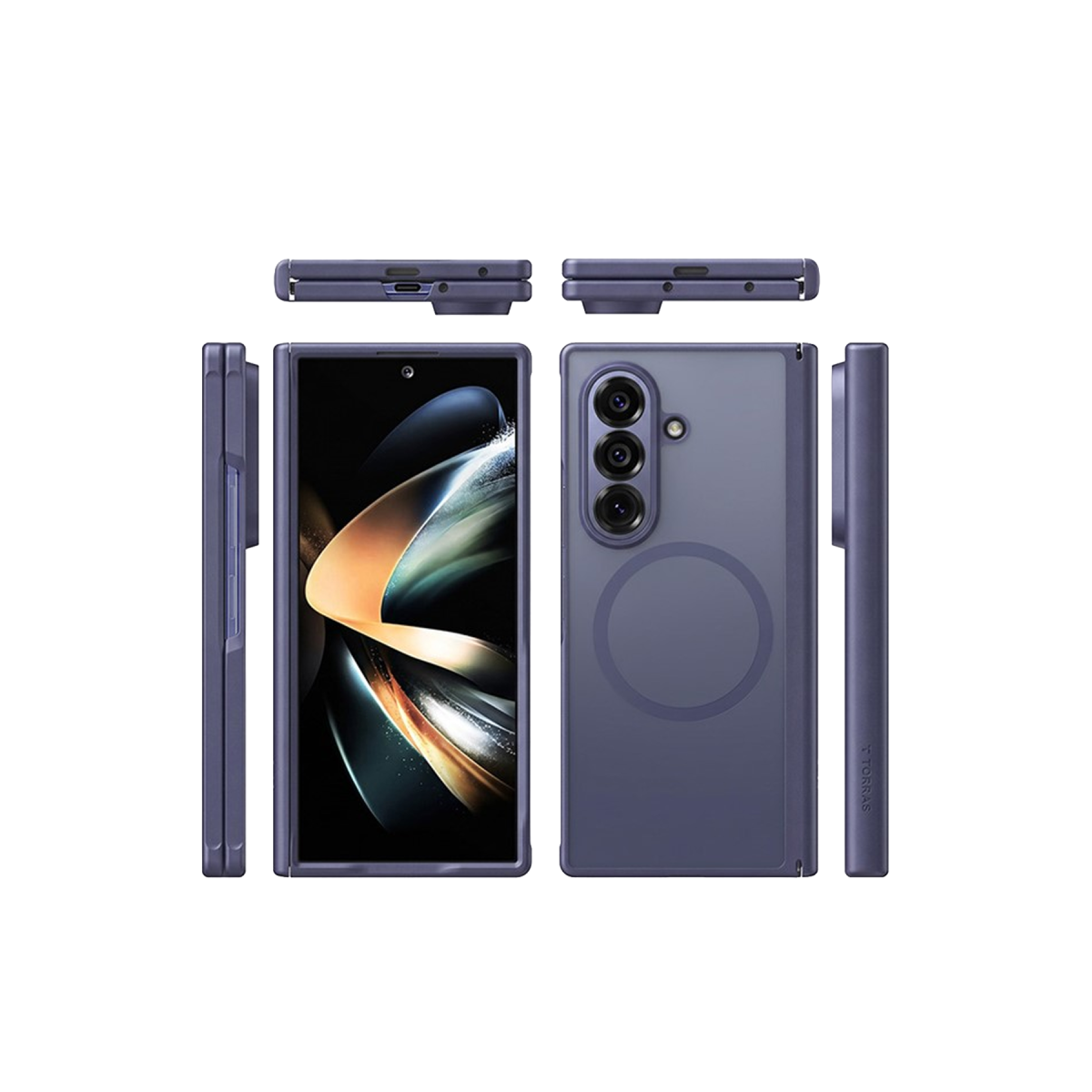 Torras Samsung Galaxy Z Fold 8 Ultra 2 Adet Ekran Koruyuculu Guardian Magsafe Kılıf – Derin Mor görseli 3