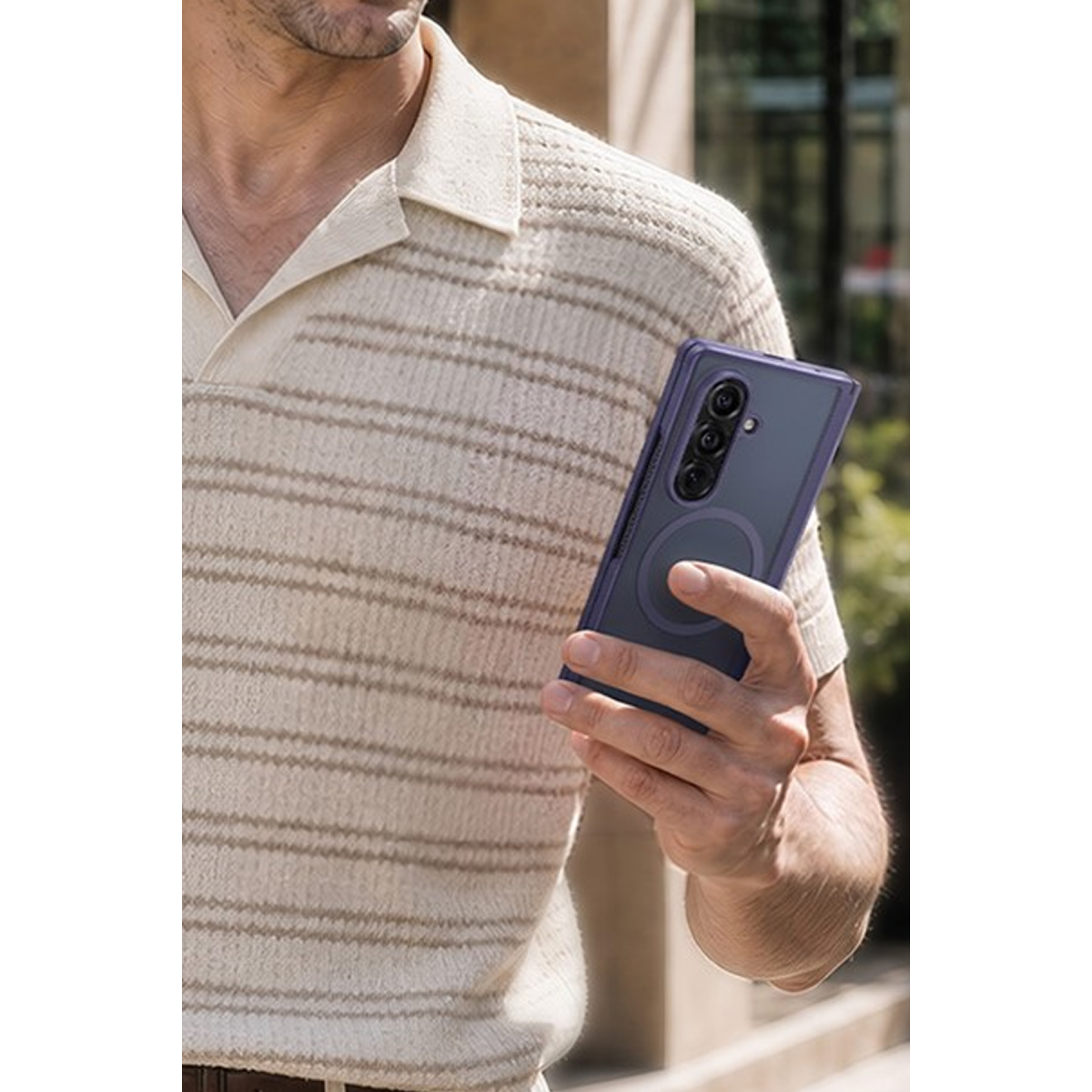 Torras Samsung Galaxy Z Fold 8 Ultra 2 Adet Ekran Koruyuculu Guardian Magsafe Kılıf – Derin Mor görseli 4