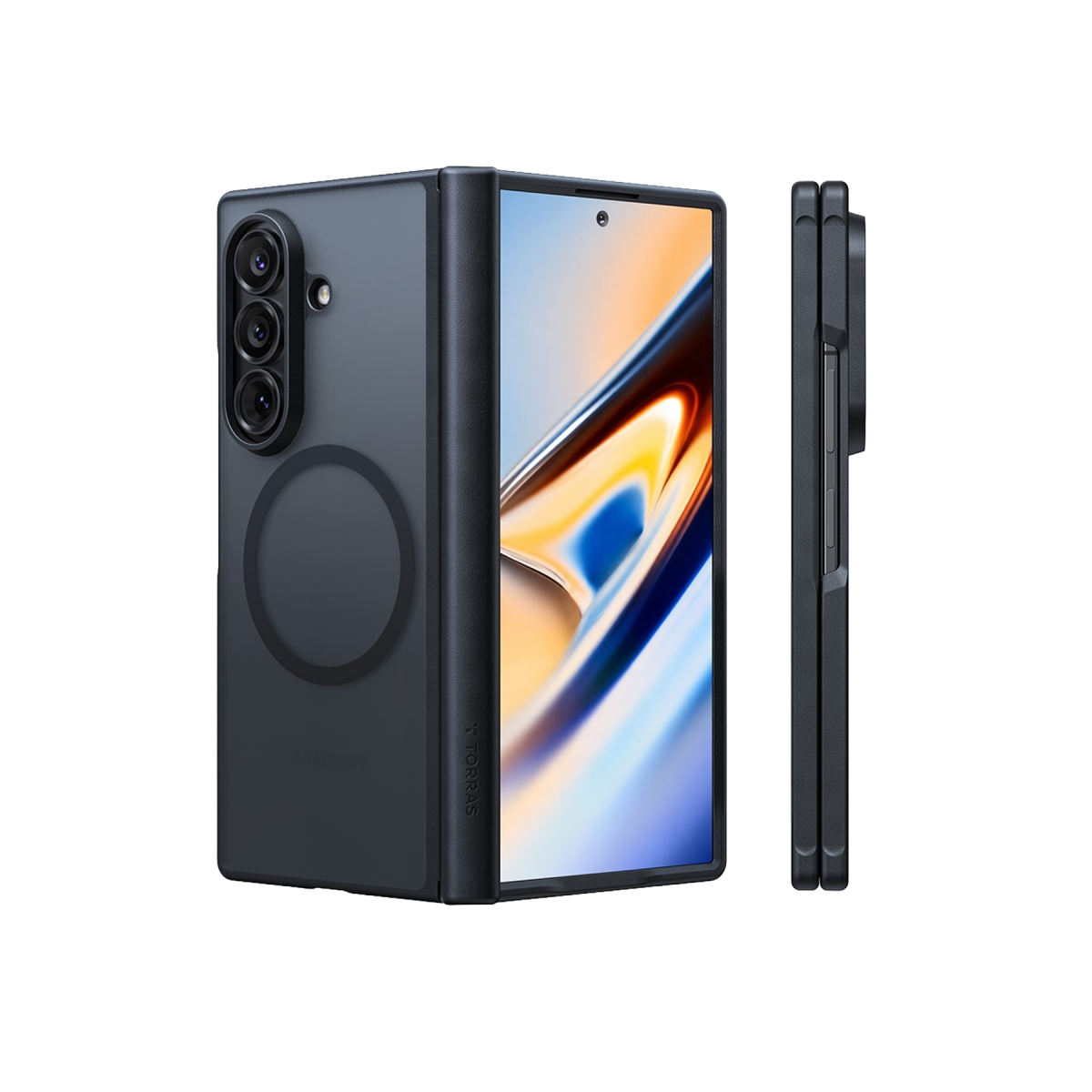 Torras Samsung Galaxy Z Fold 8 Ultra 2 Adet Ekran Koruyuculu Guardian Magsafe Kılıf – Siyah görseli 2