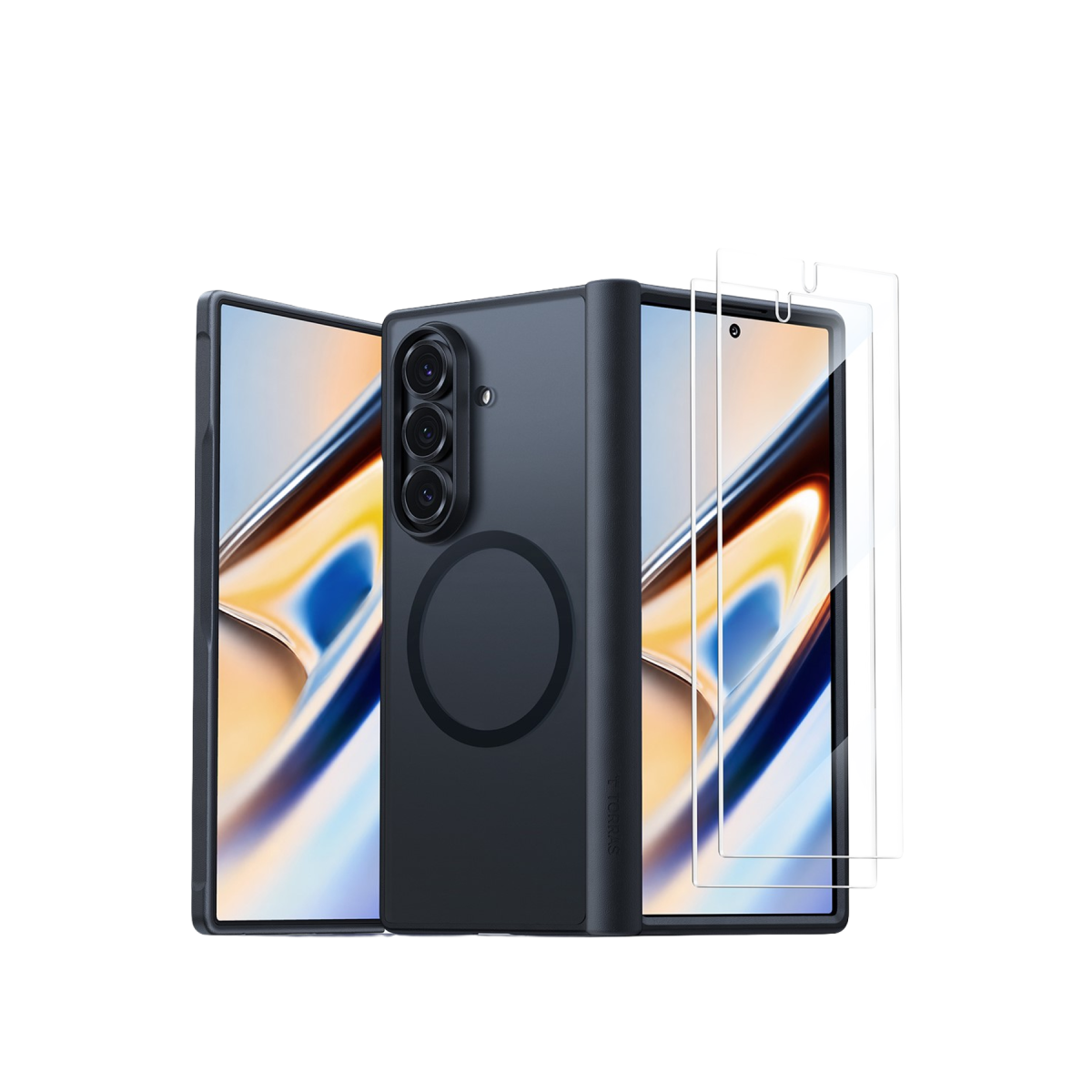 Torras Samsung Galaxy Z Fold 8 Ultra 2 Adet Ekran Koruyuculu Guardian Magsafe Kılıf – Siyah görseli 1