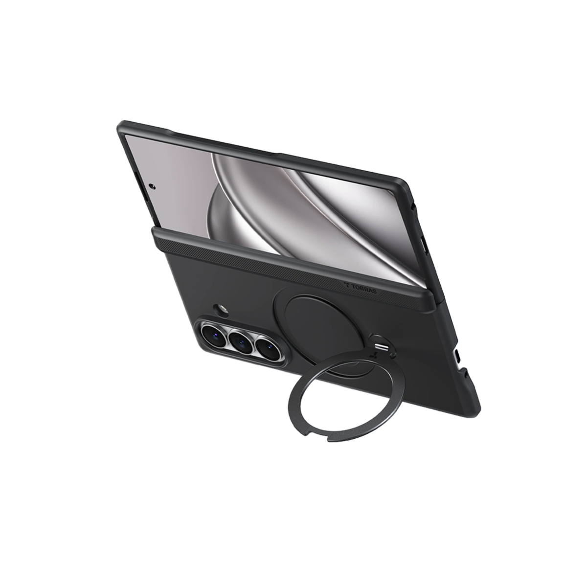 Torras Samsung Galaxy Z Fold 8 Ultra Ostand Q3 Spin 2 Adet Ekran Koruyuculu Magsafe Kılıf – Siyah görseli 4
