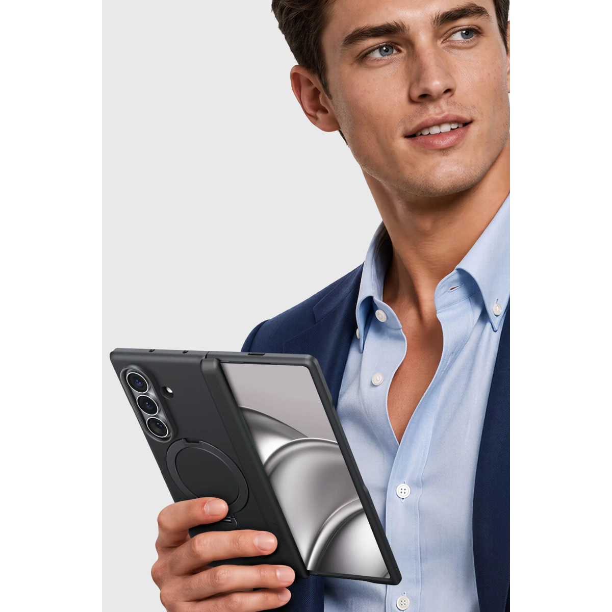 Torras Samsung Galaxy Z Fold 8 Ultra Ostand Q3 Spin 2 Adet Ekran Koruyuculu Magsafe Kılıf – Siyah görseli 6