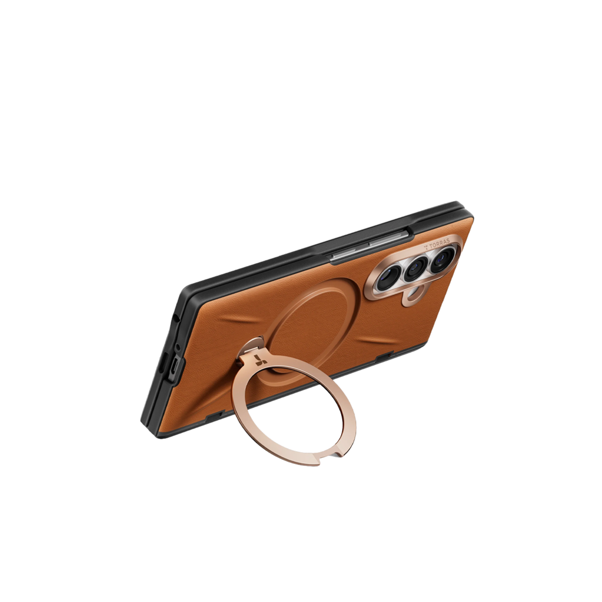 Torras Samsung Galaxy Z Fold 8 Ultra Ostand Q3 VegSkin 2 Adet Ekran Koruyuculu Magsafe Kılıf – Kahverengi görseli 4