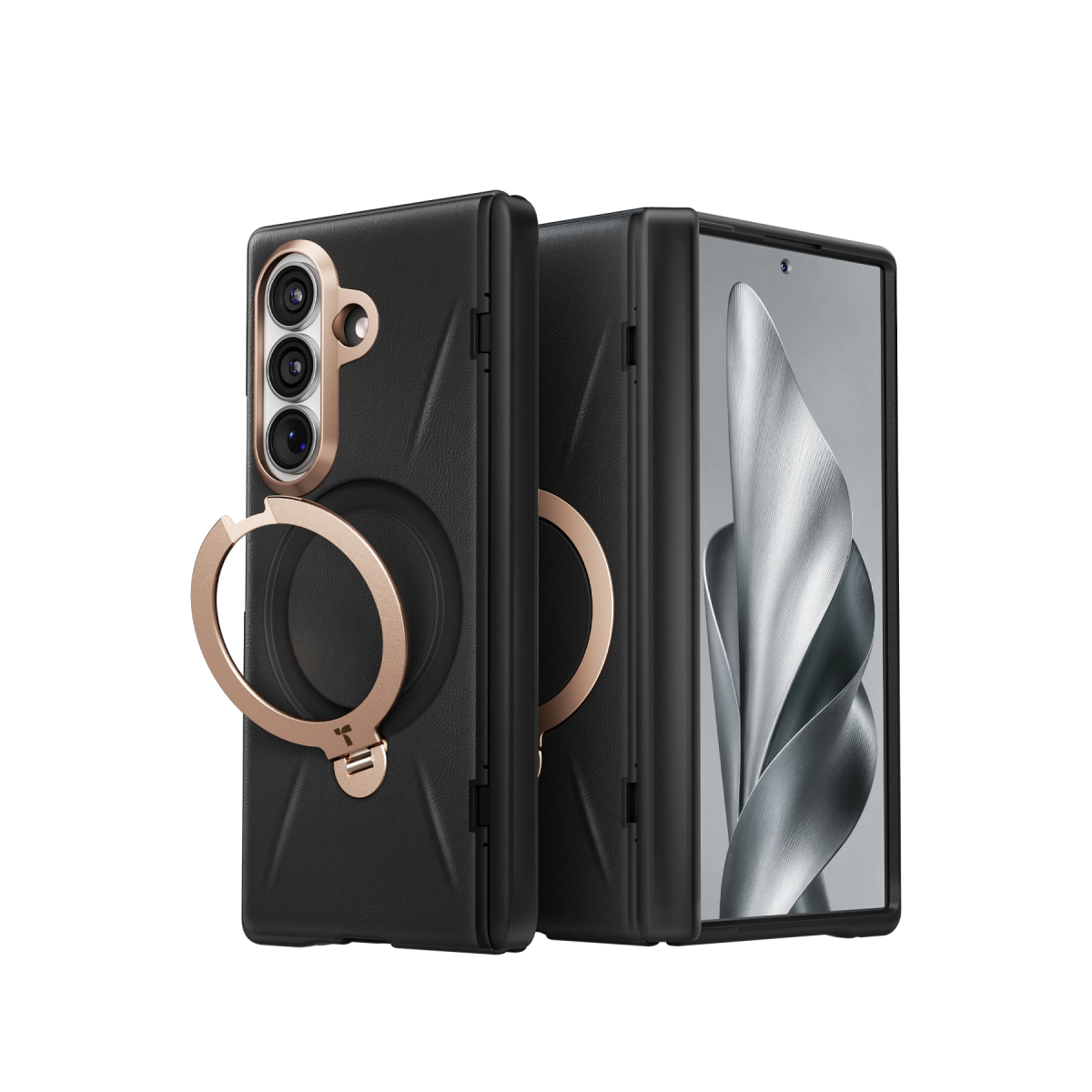 Torras Samsung Galaxy Z Fold 8 Ultra Ostand Q3 VegSkin 2 Adet Ekran Koruyuculu Magsafe Kılıf – Siyah görseli 2