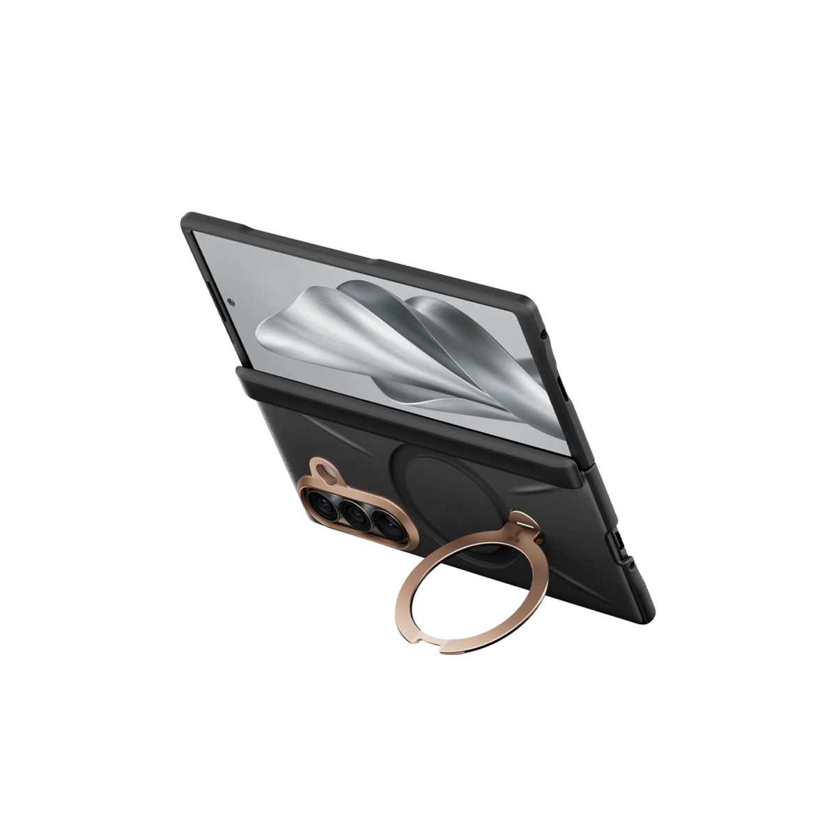 Torras Samsung Galaxy Z Fold 8 Ultra Ostand Q3 VegSkin 2 Adet Ekran Koruyuculu Magsafe Kılıf – Siyah görseli 3