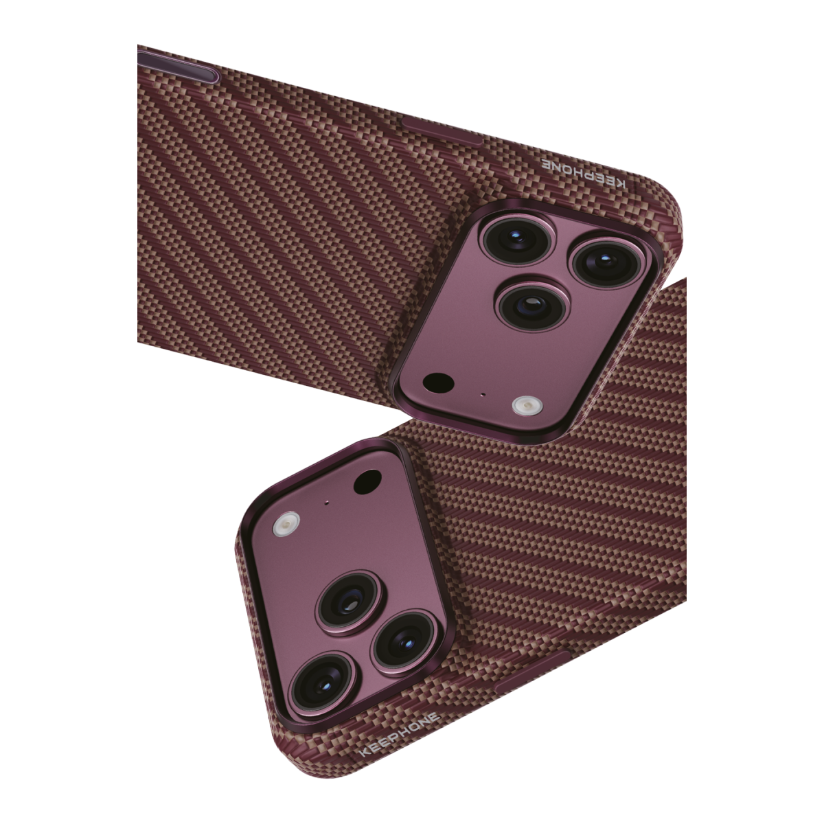 Keephone Apple iPhone 18 Pro Titan Aramid Fiber Magsafe Kapak – Bordo görseli 2