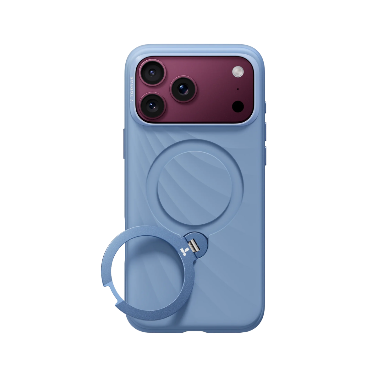 Torras Apple iPhone 18 Pro Ostand Q3 Silicone Wind Standlı Magsafe Kapak – Mavi görseli 2