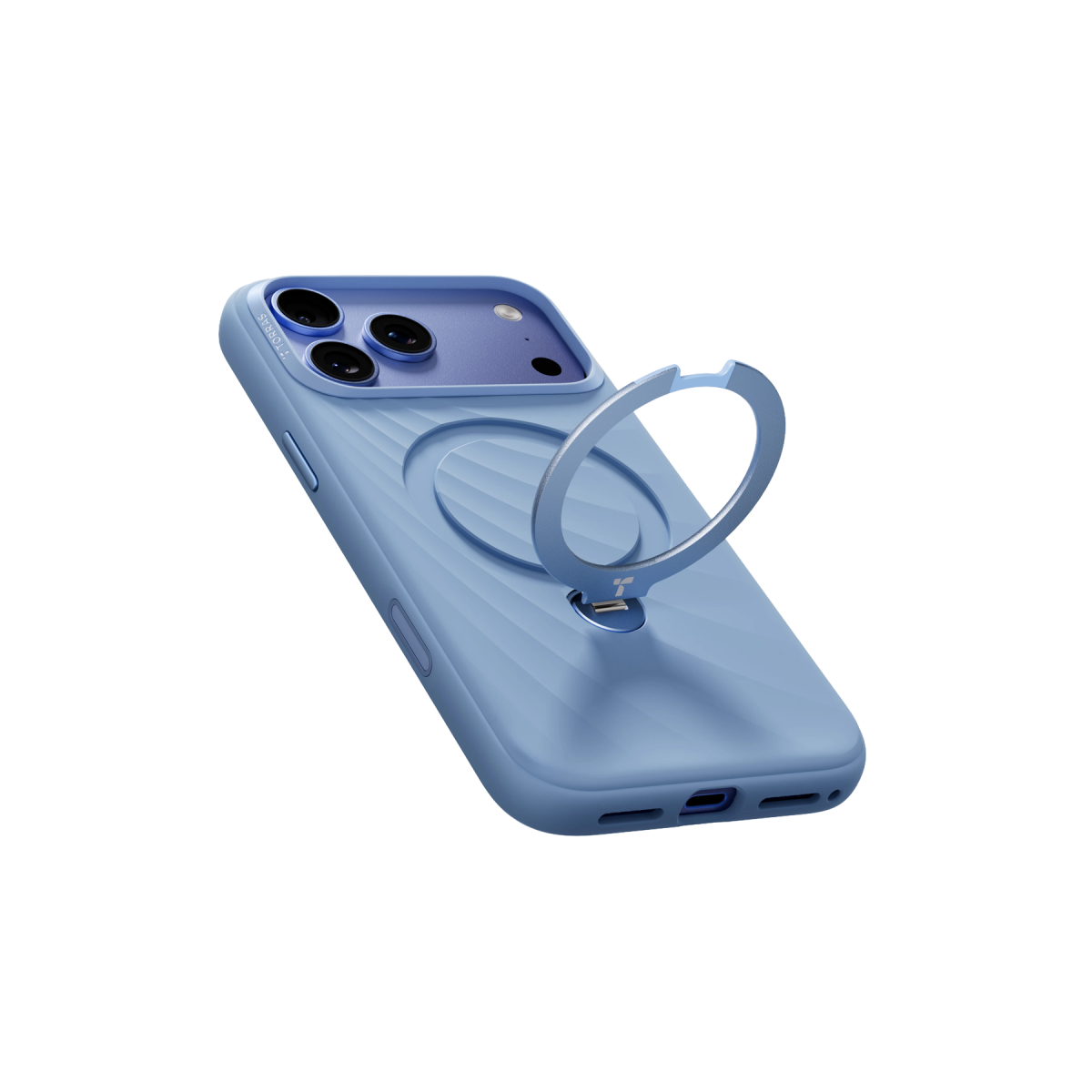 Torras Apple iPhone 18 Pro Ostand Q3 Silicone Wind Standlı Magsafe Kapak – Mavi görseli 3