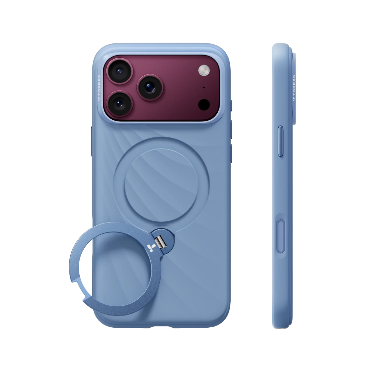 Torras Apple iPhone 18 Pro Ostand Q3 Silicone Wind Standlı Magsafe Kapak – Mavi görseli 4