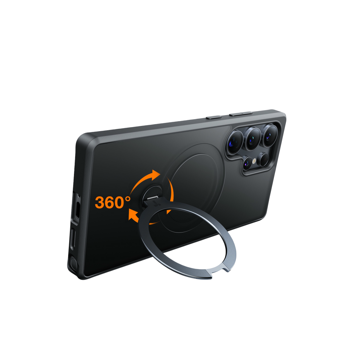 Torras Samsung Galaxy S25 Ultra O Stand Spin Serisi Magsafe Kılıf – Siyah görseli 3