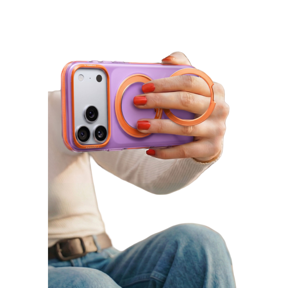 Torras Apple iPhone 18 Pro/17 Pro Ostand O3 Hue Standlı Magsafe Kapak – Pembe-Sarı görseli 4